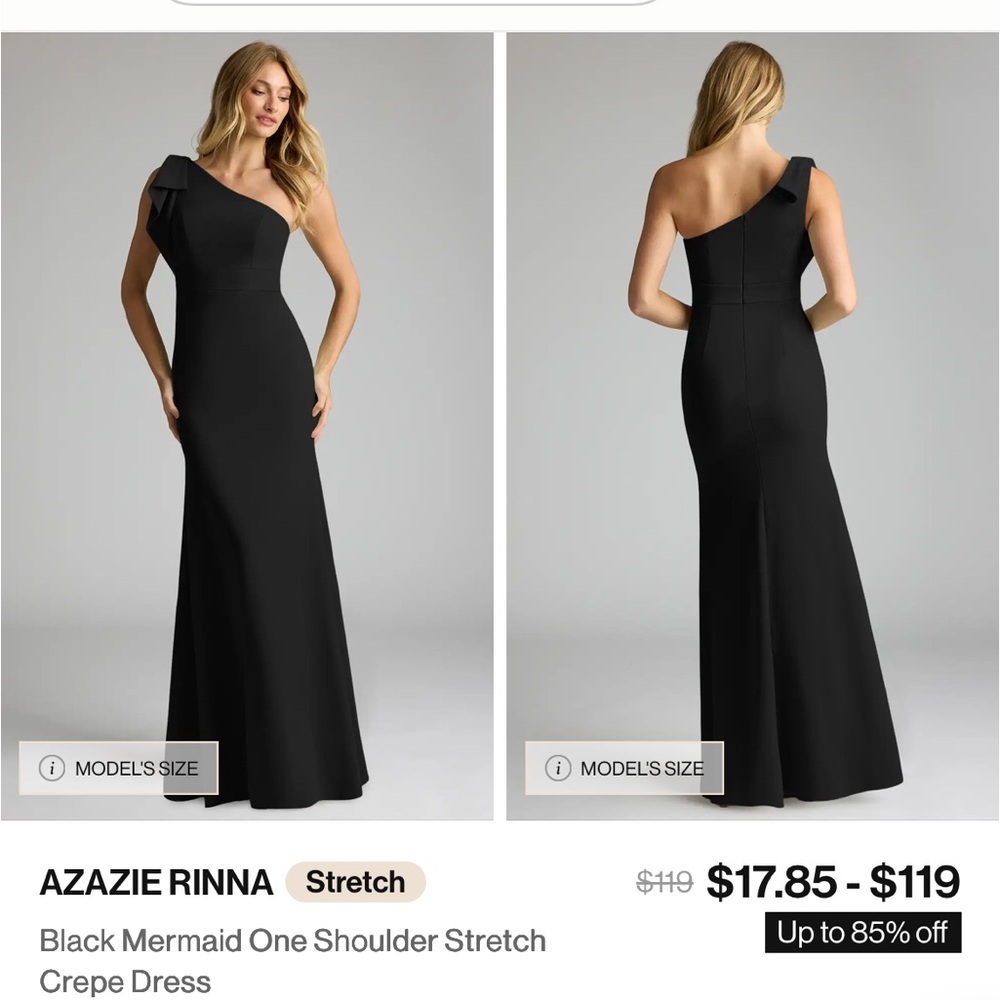 Azazie Black One Shoulder Dress - Picture 2 of 11